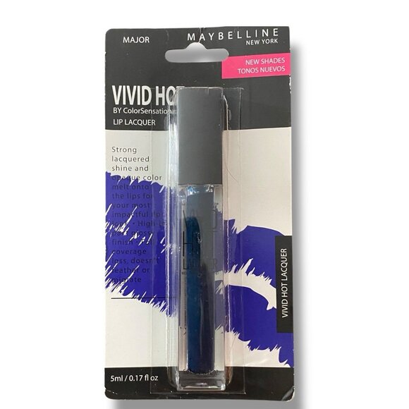 Maybelline Vivid Hot Lip Lacquer Major Blue 0.17 Fl Oz Opaque Shine New In Box - Picture 1 of 3